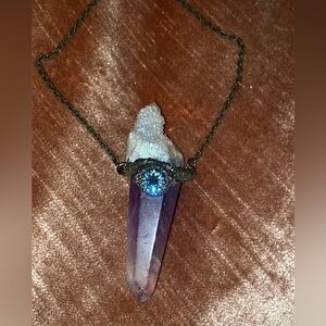 Amethyst Crystal Spirit Druzy Pendant Necklace